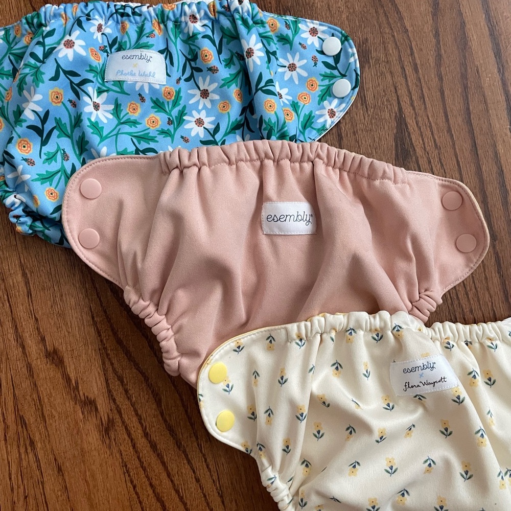 Bundle of 3 Esembly Reusable Diaper Covers - Floral, Pink, Cream